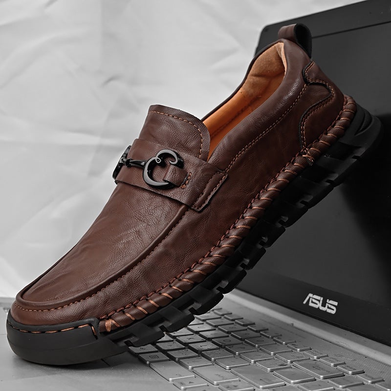 Loafers Men'S 2023 New Autumn Fashionable All-Match Flat Non-Slip Slip Slip-On Loafers Men'S Casual Leather Shoes - Image 4