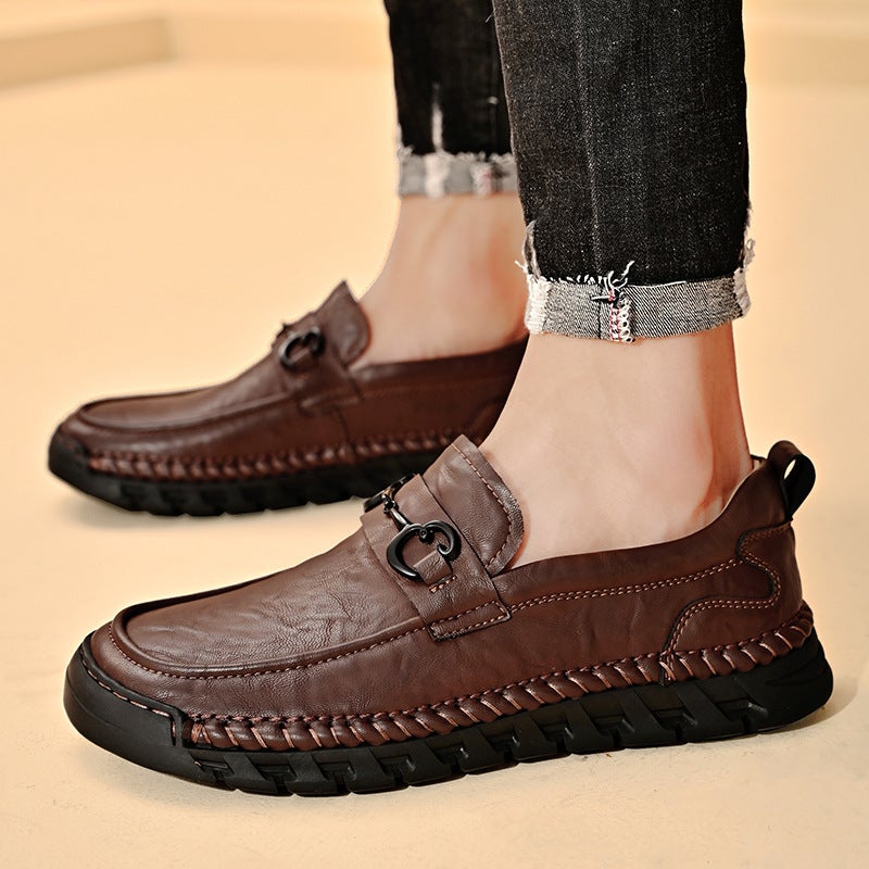 Loafers Men'S 2023 New Autumn Fashionable All-Match Flat Non-Slip Slip Slip-On Loafers Men'S Casual Leather Shoes - Image 2