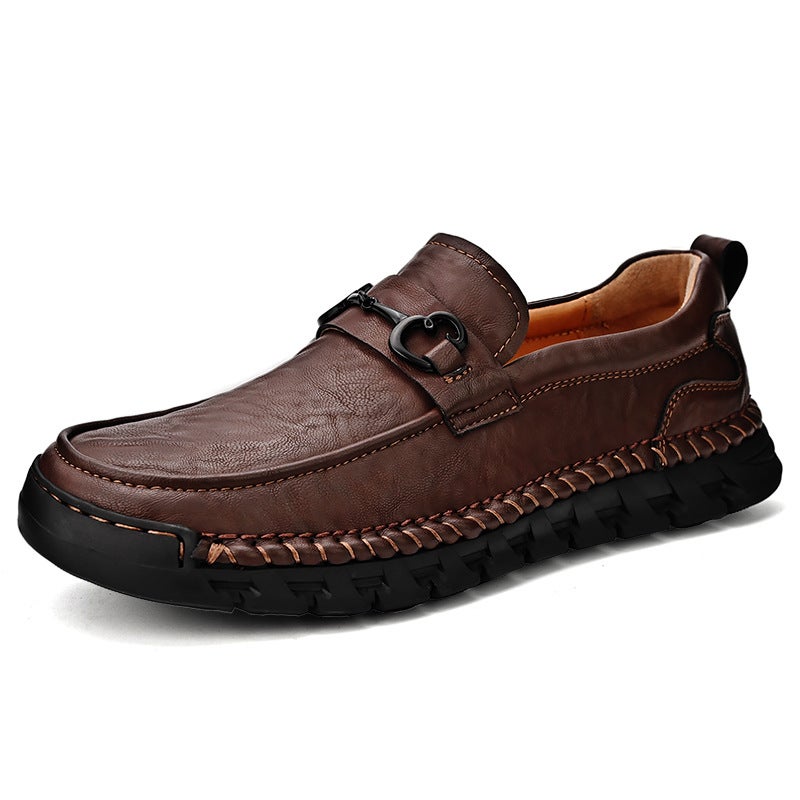 Loafers Men'S 2023 New Autumn Fashionable All-Match Flat Non-Slip Slip Slip-On Loafers Men'S Casual Leather Shoes - Image 1