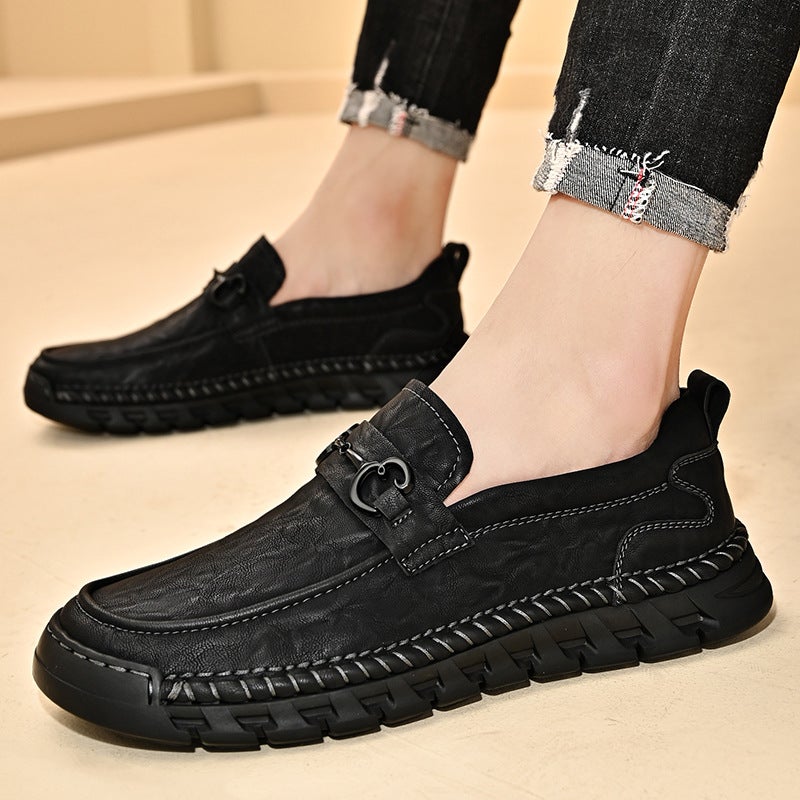 Loafers Men'S 2023 New Autumn Fashionable All-Match Flat Non-Slip Slip Slip-On Loafers Men'S Casual Leather Shoes - Image 5