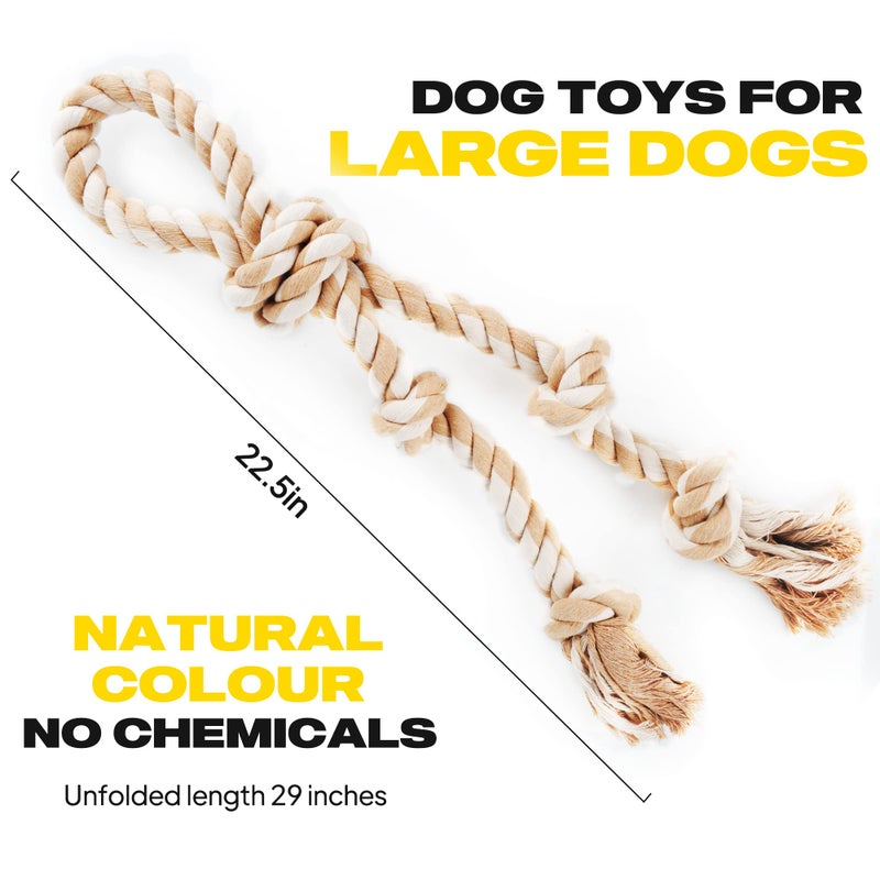 Fida Dog Rope Toys for Aggressive Chewers,Large Dog Toy Designed for Tug of War, Tough Dog Rope Toy Indestructible Made of Undyed Natural Cotton, 29" Large Dog Toys with 3 Big Knots and a Handle - Image 5