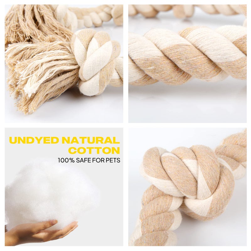 Fida Dog Rope Toys for Aggressive Chewers,Large Dog Toy Designed for Tug of War, Tough Dog Rope Toy Indestructible Made of Undyed Natural Cotton, 29" Large Dog Toys with 3 Big Knots and a Handle - Image 3