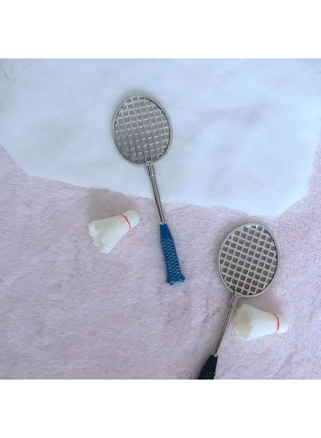 Set Of 2 Mini Badminton Rackets With 2 Balls Metal Feather Sports Dollhouse Decor - Image 3