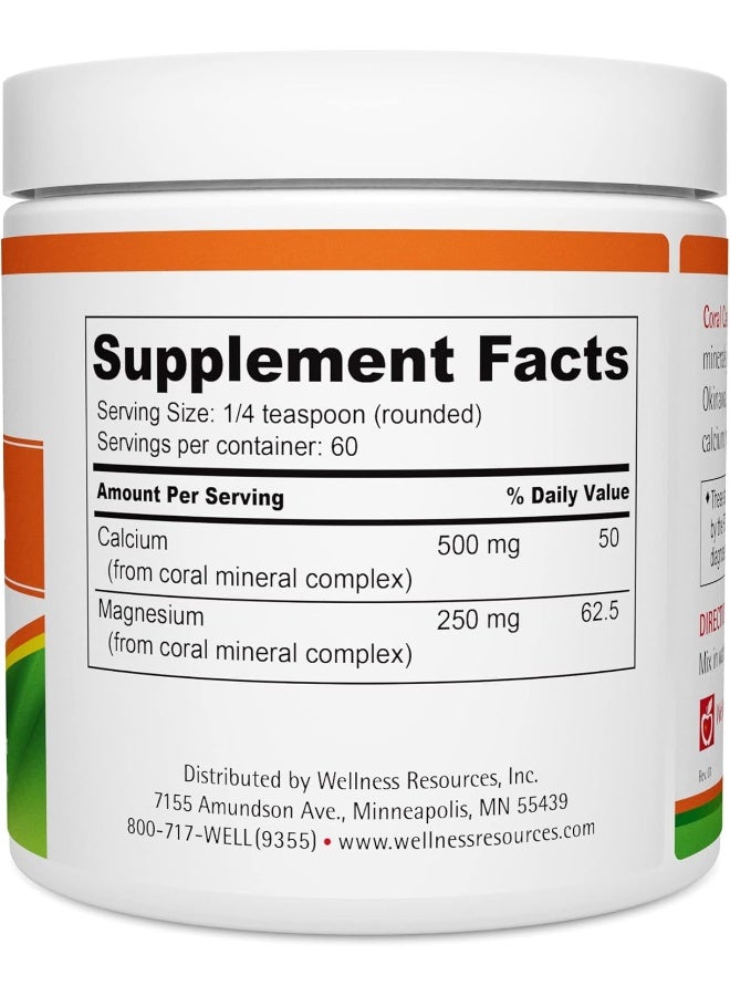 Wellness Resources Coral Calcium Powder 2:1 Calcium to Magnesium Ratio (500mg, 60 Servings) - Image 2