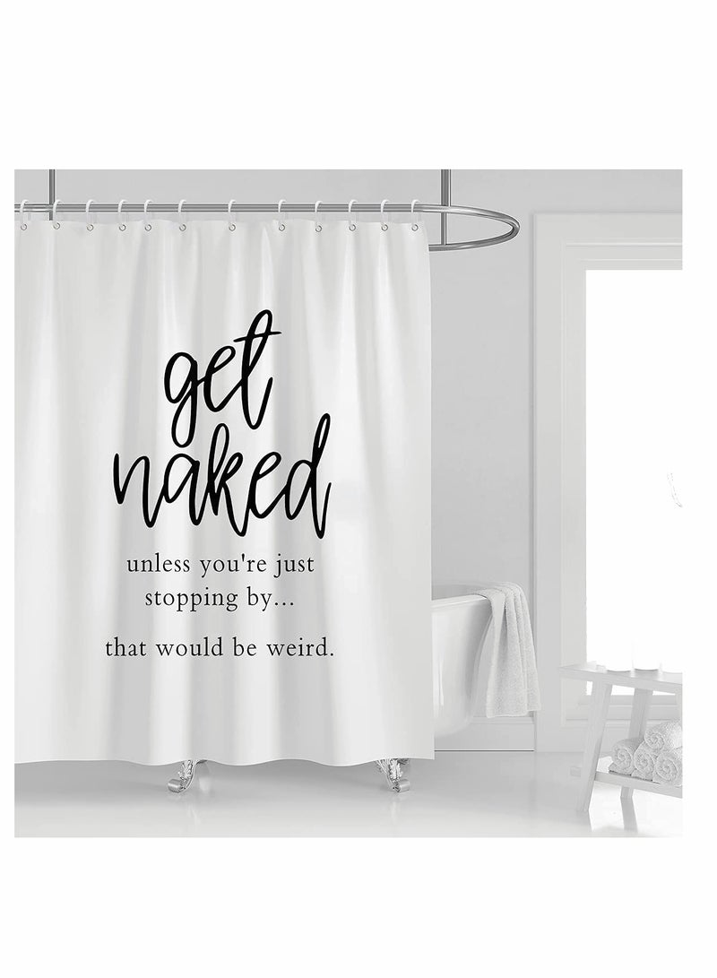 Waterproof Shower Curtain, Modern Minimalist Design, Anti-Mold Privacy Curtain with Inspirational Quotes, Includes 12 Plastic Hooks (65''W x 70''L, White) - Image 5
