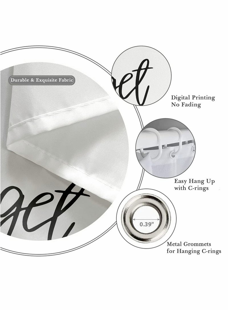 Waterproof Shower Curtain, Modern Minimalist Design, Anti-Mold Privacy Curtain with Inspirational Quotes, Includes 12 Plastic Hooks (65''W x 70''L, White) - Image 4