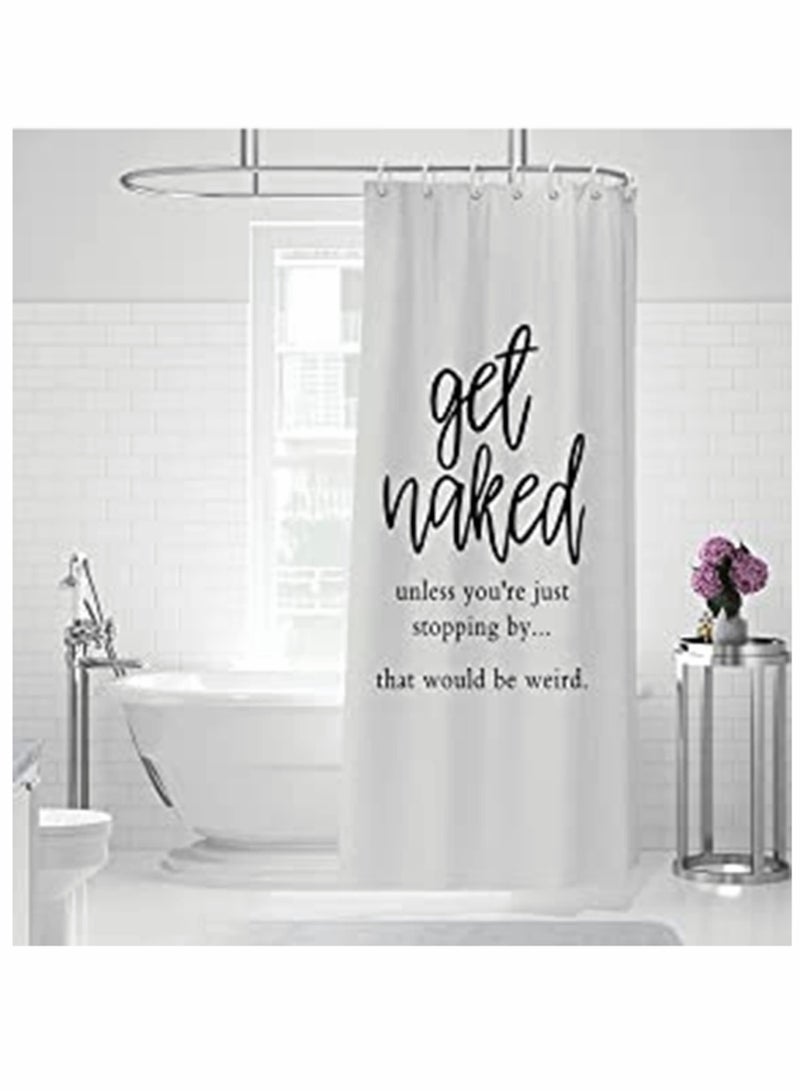 Waterproof Shower Curtain, Modern Minimalist Design, Anti-Mold Privacy Curtain with Inspirational Quotes, Includes 12 Plastic Hooks (65''W x 70''L, White) - Image 1
