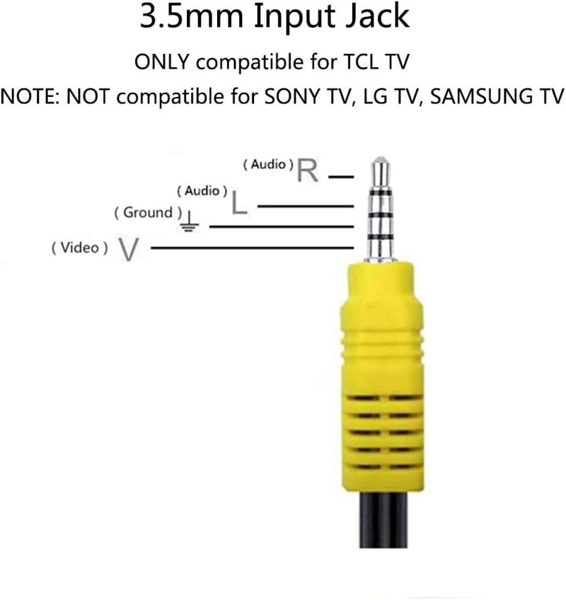 AILTECK Video AV Composite Adapter Cable Replacement for TCL TV, 3 RCA to 3.5mm AV Input Adapter - Image 2