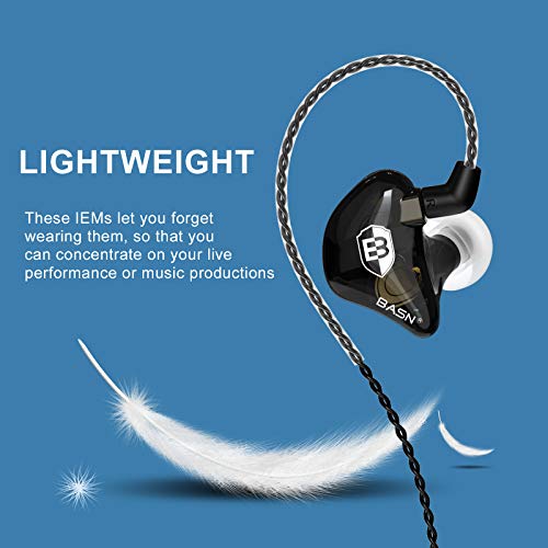 BASN Bsinger BC100 in Ear Monitor Headphones Universal Fit Noise Isolating IEM Earphones for Musicians Singers Studio Audiophiles (Black) - Image 4