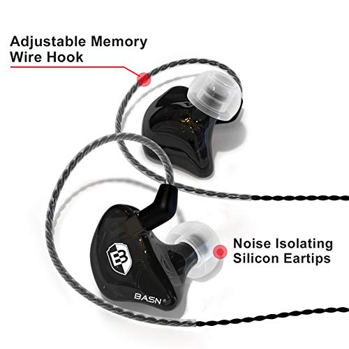 BASN Bsinger BC100 in Ear Monitor Headphones Universal Fit Noise Isolating IEM Earphones for Musicians Singers Studio Audiophiles (Black) - Image 5