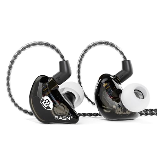 BASN Bsinger BC100 in Ear Monitor Headphones Universal Fit Noise Isolating IEM Earphones for Musicians Singers Studio Audiophiles (Black) - Image 1
