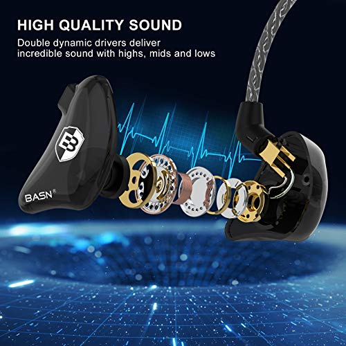 BASN Bsinger BC100 in Ear Monitor Headphones Universal Fit Noise Isolating IEM Earphones for Musicians Singers Studio Audiophiles (Black) - Image 2
