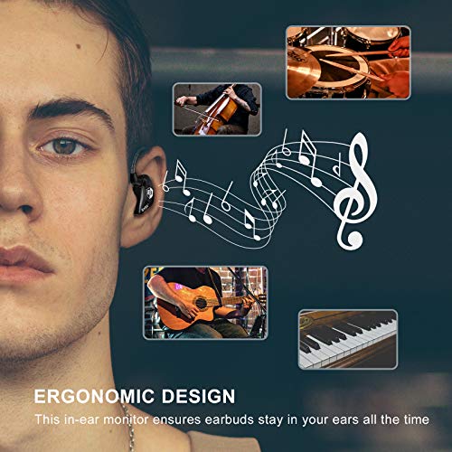 BASN Bsinger BC100 in Ear Monitor Headphones Universal Fit Noise Isolating IEM Earphones for Musicians Singers Studio Audiophiles (Black) - Image 3