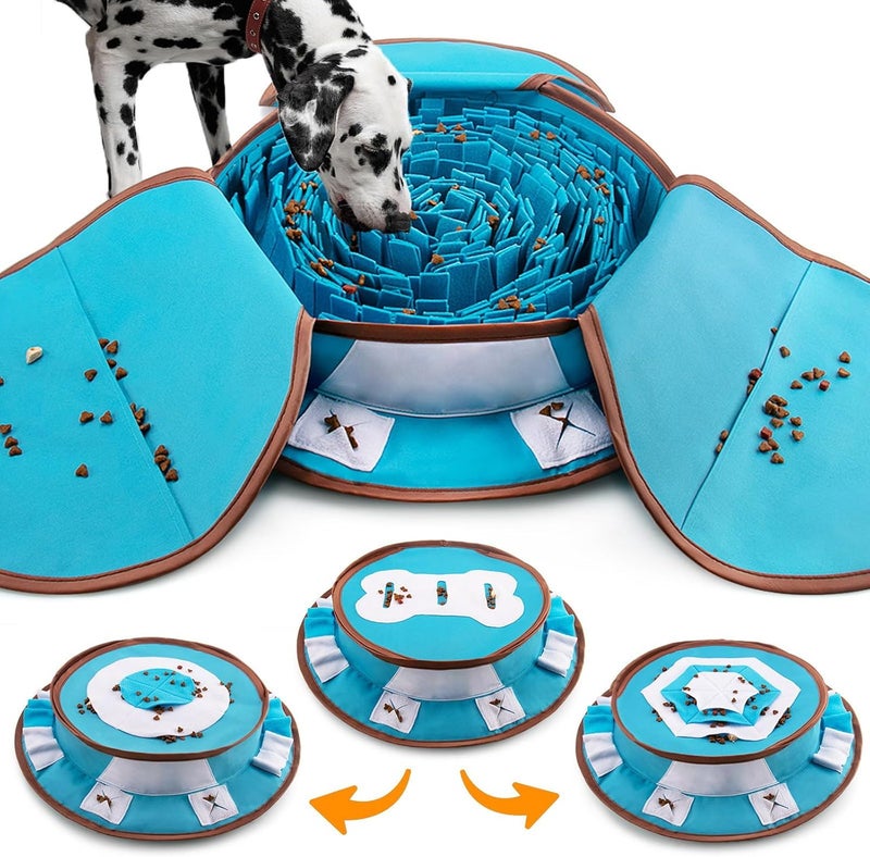 AWOOF Pet Snuffle Mat for Dogs, Interactive Feed Game for Boredom, Encourages Natural Foraging Skills for Cats Dogs Bowl Travel Use, Dog Treat Dispenser Indoor Outdoor Stress Relief (Blue) - Image 1