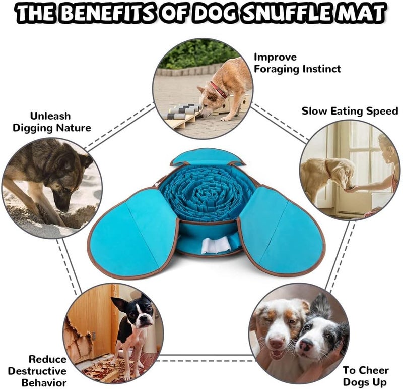 AWOOF Pet Snuffle Mat for Dogs, Interactive Feed Game for Boredom, Encourages Natural Foraging Skills for Cats Dogs Bowl Travel Use, Dog Treat Dispenser Indoor Outdoor Stress Relief (Blue) - Image 4