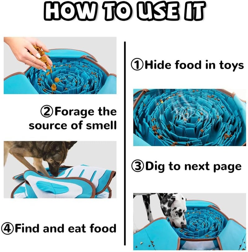 AWOOF Pet Snuffle Mat for Dogs, Interactive Feed Game for Boredom, Encourages Natural Foraging Skills for Cats Dogs Bowl Travel Use, Dog Treat Dispenser Indoor Outdoor Stress Relief (Blue) - Image 3