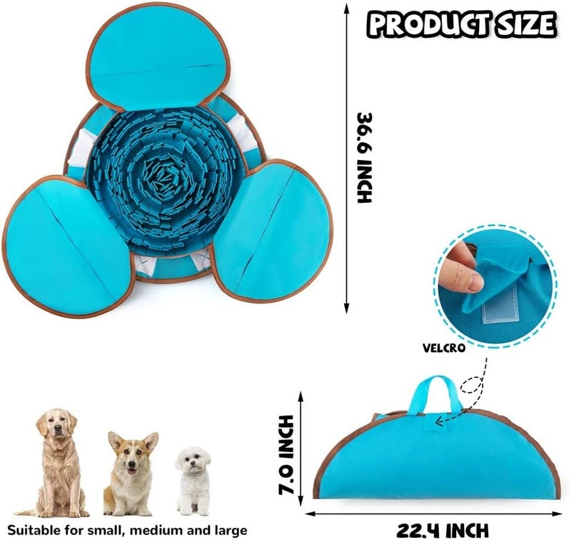 AWOOF Pet Snuffle Mat for Dogs, Interactive Feed Game for Boredom, Encourages Natural Foraging Skills for Cats Dogs Bowl Travel Use, Dog Treat Dispenser Indoor Outdoor Stress Relief (Blue) - Image 5