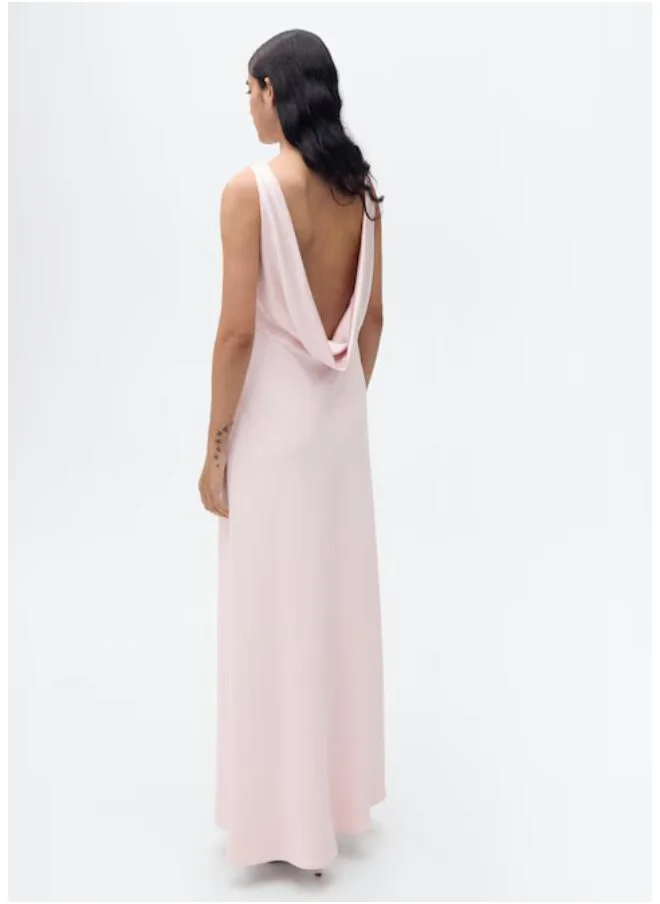 MANGO Satin Dress With Open Back