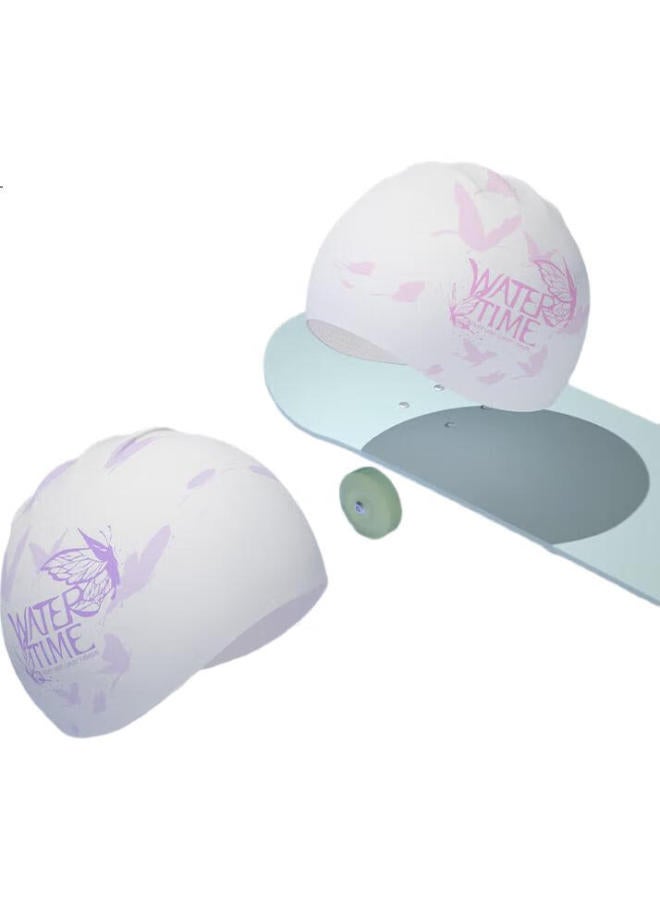 Watertime/Shuichuan Women'S Silicone Long Hair Waterproof Swimming Cap, Large Ear Protection, Non-Binding, Hair-Friendly, Smoky Purple - Image 3