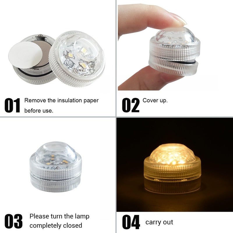 12 شعلة شموع شاي LED بدون لهب تعمل بالبطارية ومقاومة للماء وغارقة للأضواء الزينة للفرشاة وحوض الأسماك ومركز الزفاف والأضواء لحفلات الهالوين - أبيض دافئ - Image 2