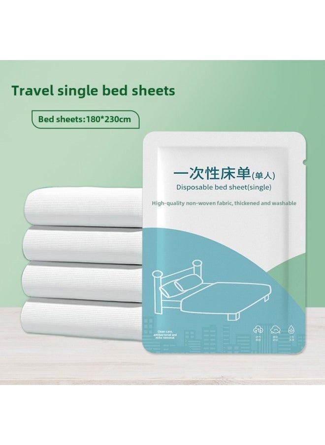 Generic Hotel Disposable Bed Sheet Four-piece Quilt Cover Pillowcase Quilt Cover Travel Travel Double Bed Supplies Dirty Thickened-Color:Single Bed Sheet  - Image 1