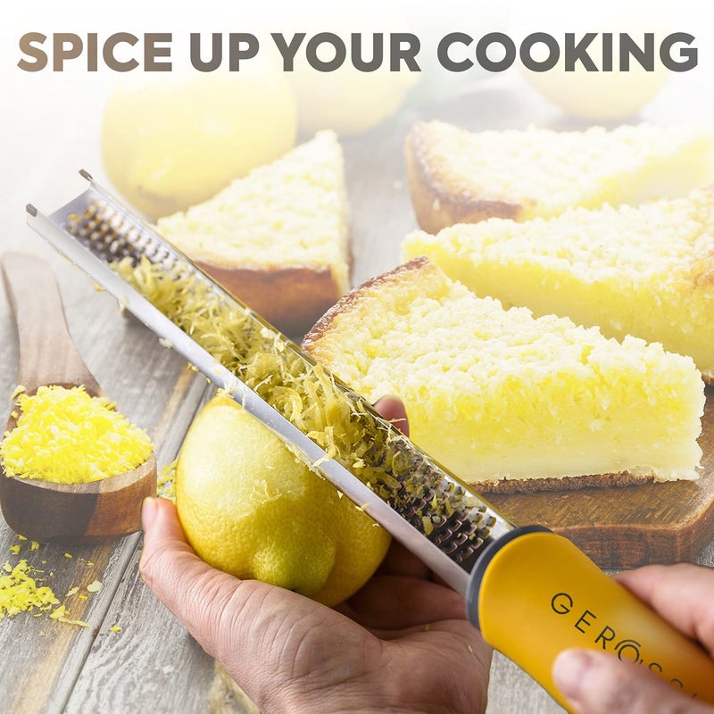 GEROSSI Stainless Steel Cheese and Citrus Zester Grater w/Extra Sharp Blade - Perfect for Lemons, Parmesan, Garlic, Chocolate - Spice Up any Kitchen Dish in Seconds with Your Premium Hand Held Shredder - Image 3