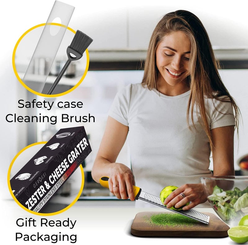 GEROSSI Stainless Steel Cheese and Citrus Zester Grater w/Extra Sharp Blade - Perfect for Lemons, Parmesan, Garlic, Chocolate - Spice Up any Kitchen Dish in Seconds with Your Premium Hand Held Shredder - Image 2