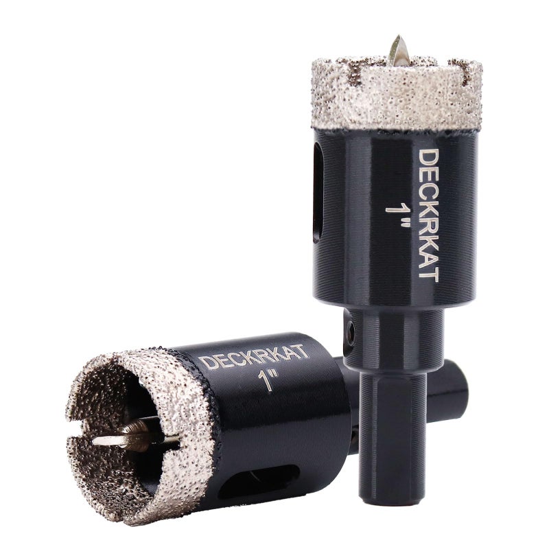 DECKRKAT 1 Inch Diamond Hole-Saw Bits with Pilot Drill Bit - 2pc 1" Diamond Tipped Tile Hole Saws with Guiding Bit Accurate Drilling for Porcelain Tile Ceramic Pottery Granite Stone Glass Bottles 25mm - Image 1