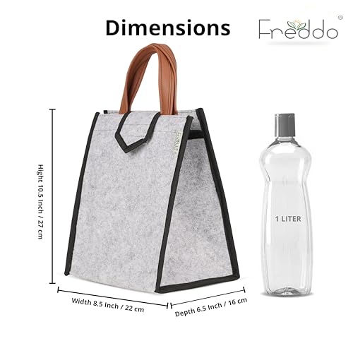 FREDDO-Lunch Bag for Office, School, Tiffin Pouch Bag, Hot & Cold Lunch Box Bags for Men and Women (Grey) Pack of 1 Piece - Image 4
