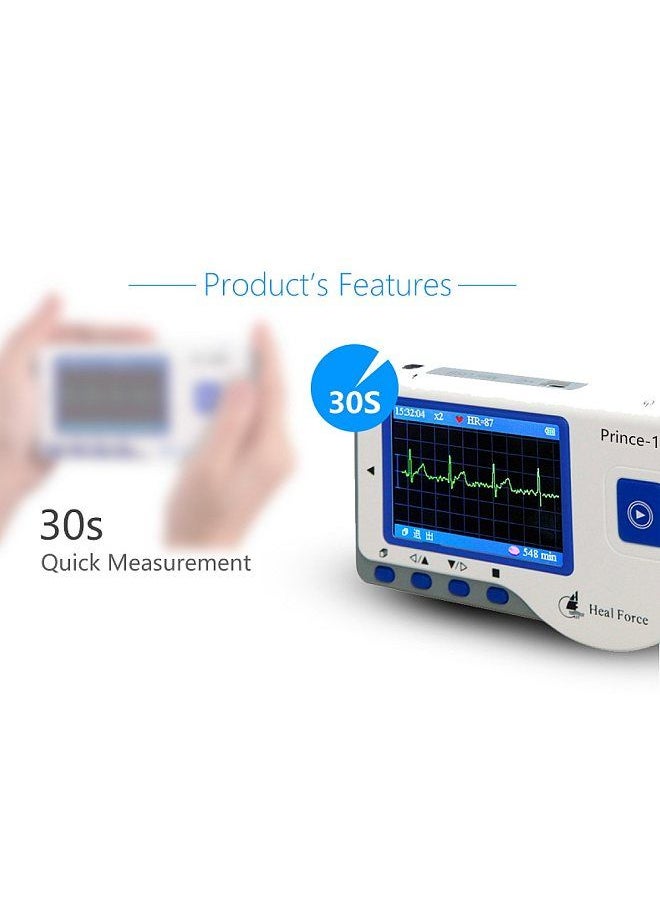 Heal Force - Heal Force PC-180B1 Portable ECG Monitor Handheld LCD Heart Rate Tracker Home EKG Monitoring Device with Data Storage Transmission USB Cable, Adhesive Electrode, Lead Wire - Image 1