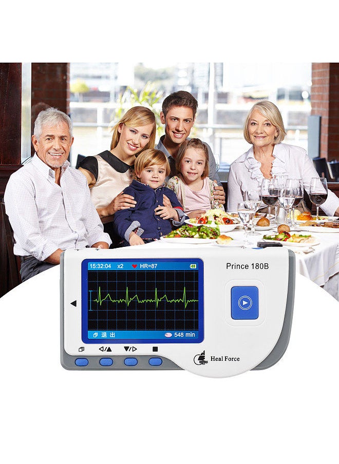 Heal Force - Heal Force PC-180B1 Portable ECG Monitor Handheld LCD Heart Rate Tracker Home EKG Monitoring Device with Data Storage Transmission USB Cable, Adhesive Electrode, Lead Wire - Image 1