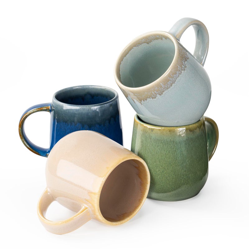 BEST ONE bestone Coffee Mugs Set of 4ï¼Œ15 oz Large Coffee Mugs, Ceramic Mugs with Handles,etc Coffee Mugs, Cups for Coffee Cereal Latte ï¼ŒMicrowave & Dishwasher safeï¼ŒVibrant Colors - Image 1