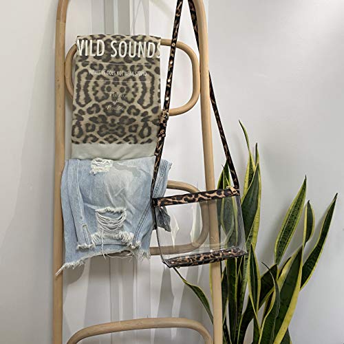 Hoxis Clear Zipper Cross Body Bag with Vegan Leather Trim (Leopard) - Image 4