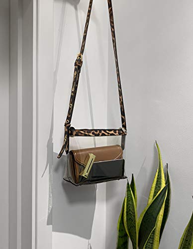 Hoxis Clear Zipper Cross Body Bag with Vegan Leather Trim (Leopard) - Image 5