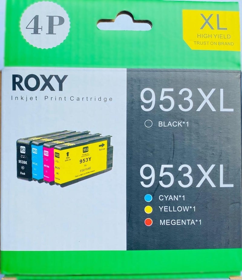 Roxy Ink For Hp 953Xl/954X/955Xl Original Quality For Hp Ink 953Xl Cartridges Multipack Compatible Officejet Pro 7740 8218 8710 8715 8718 8719 8720 8725 8730 8740 (Black, Cyan, Magenta, Yellow) - Image 2