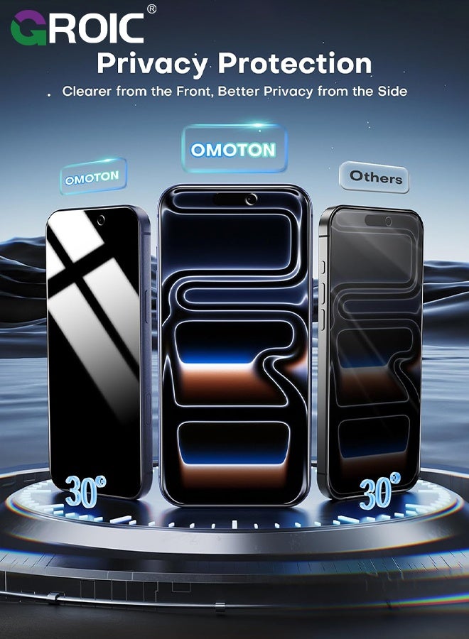 GROIC 3 Pack Screen Protector for iPhone 17 Pro Max 6.9 Inch,Privacy Screen Protector for iPhone 17 Pro Max with Installation Frame,Case Friendly Tempered Glass Film for iPhone 17 Pro Max - Image 2