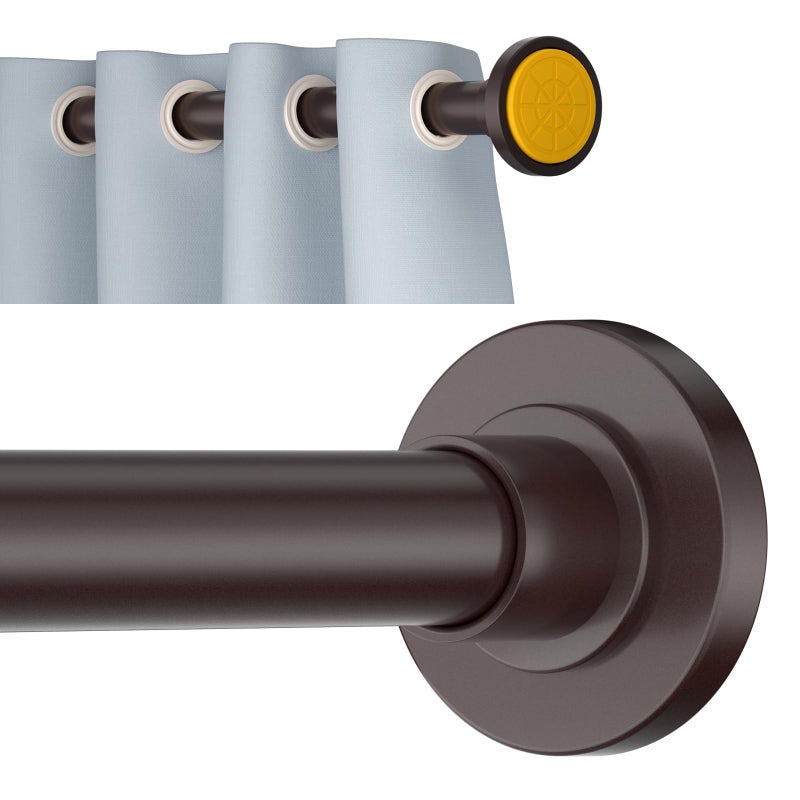 Ycinadou Bronze Shower Curtain Rod Tension 30 to 80 Inch,1 Inch Diameter Adjustable Tension Curtain Rod No Drilling,Shower Rods for Bathroom,No Rust - Image 1