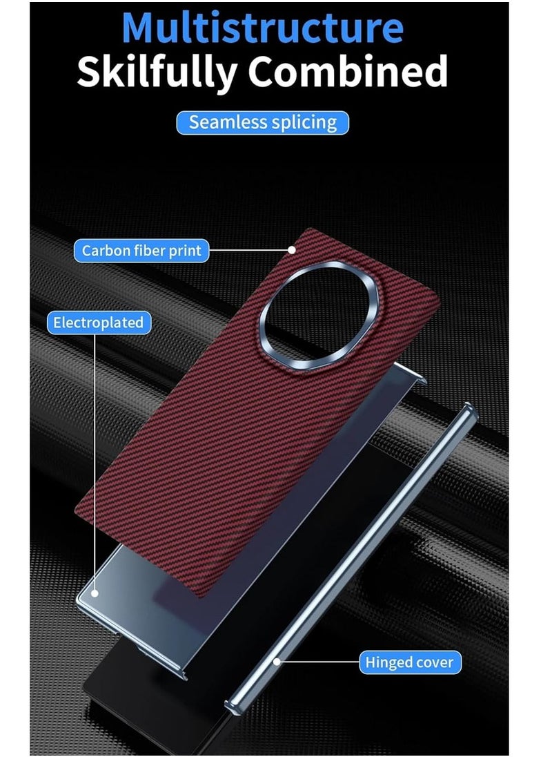 Generic - Case Compatible with Honor Magic V3 5G Case, Carbon Fiber Print Case Electroplated Frame Hinge Protection Shockproof Protective Back Cover for Honor Magic V3 - Image 1