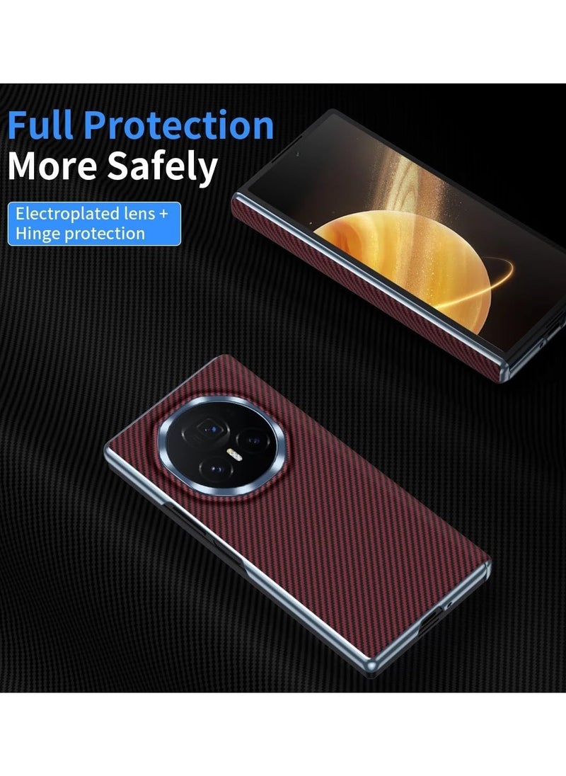 Generic - Case Compatible with Honor Magic V3 5G Case, Carbon Fiber Print Case Electroplated Frame Hinge Protection Shockproof Protective Back Cover for Honor Magic V3 - Image 1
