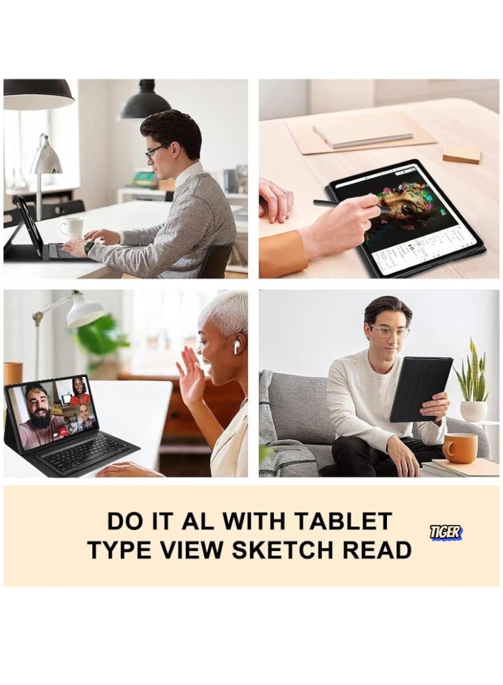 TIGER Samsung Galaxy Tab S9 Ultra 2023 Keyboard Protective Case – 14.6 Inch, Smart Cover with S Pen Holder, Slim Design, Multi-Use Bluetooth Keyboard, Full Protection for Galaxy Tab S9 Ultra, Black - Image 2
