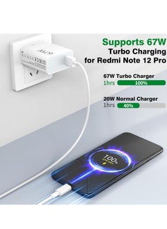 Generic 67W Fast Charger Plug and Cable Compatible for Xiaomi Redmi Note 14/13/12/11/10/9/8/8 Pro/7,Redmi 11/10/9/8,Xiaomi 15/14/13T/12T/10 /11 Lite/11/11T, POCO X7/X6/X5/X4/X3/F5/F4/ M5 Pro  - Image 1