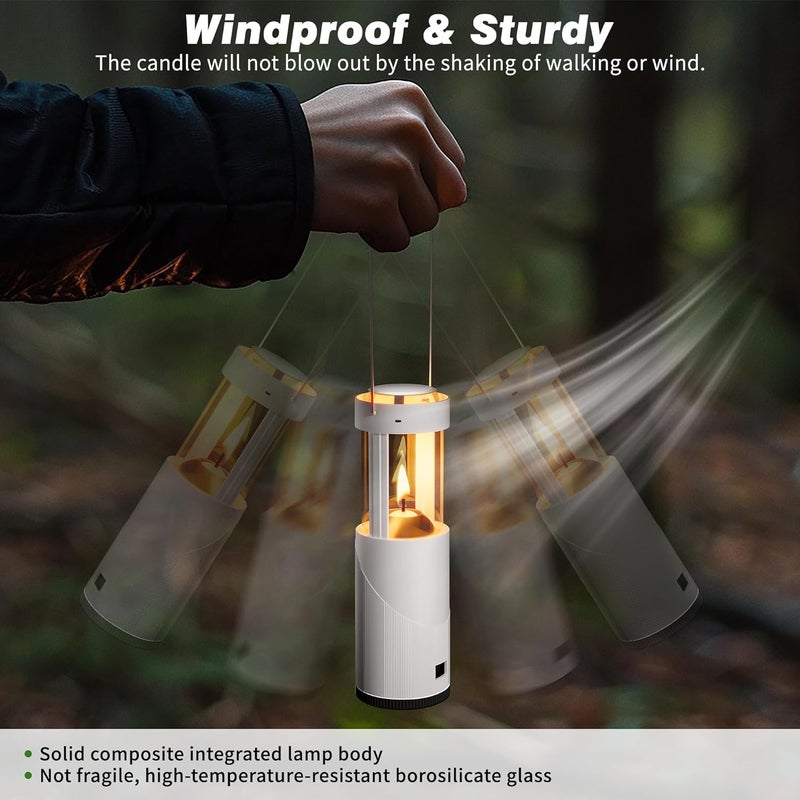 NOMFIX 15Hour+ Long Burning Mini Candle Lantern for Real Candles, Outdoor Camping Emergency Lighting, Portable Survival Lantern for Power Outages w/ Storage Bag - White, 1Pack - Image 3