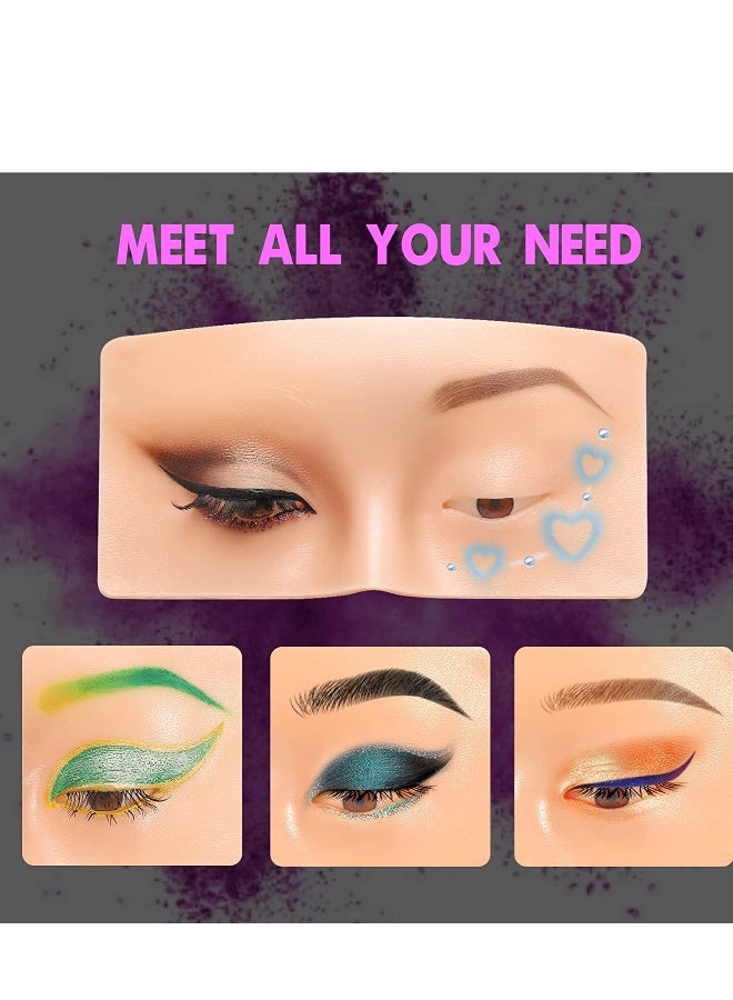 Makeup Practice Face Board 3D Realistic Pad with Brushes for Artist Practice, Eyeshadow Eyeliner Eyebrow Lash mapping Skin Eye Make up Model (Yellow) - Image 3