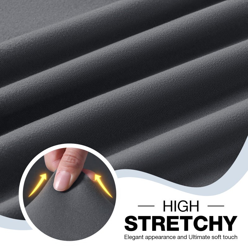 TAOCOCO Sectional Couch Covers Stretch Couch Cushion Covers for Sectional Sofa Chaise L Shape, 4 Pieces Sectional Seat Covers Soft Washable Furniture Protector(3 Seater + 1 Chaise, Dark Grey) - Image 4