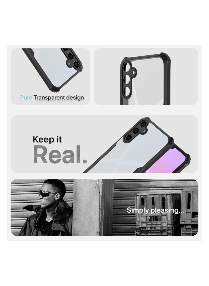 Samsung Galaxy A16 Clear Case Hard PC Back Cover with Shockproof TPU Black Border 360 Degree Impact Resistant non-Yellowing Transparent Cover For Samsung Galaxy A16  - Image 3