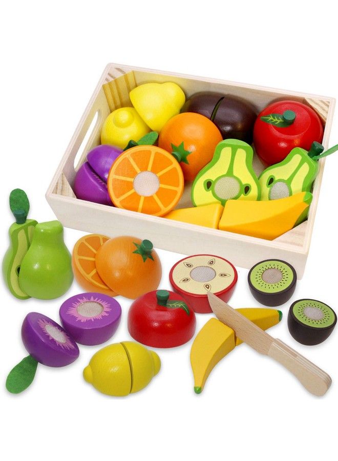 Airlab Wooden Play Food For Kids Kitchen Cutting Fruits Toys For Toddlers Pretend Vegetables Gift For Boys Girls Educational Toys - Image 2
