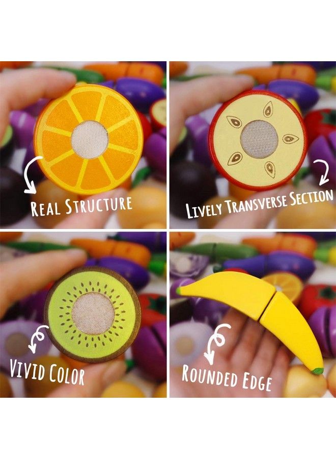 Airlab Wooden Play Food For Kids Kitchen Cutting Fruits Toys For Toddlers Pretend Vegetables Gift For Boys Girls Educational Toys - Image 4