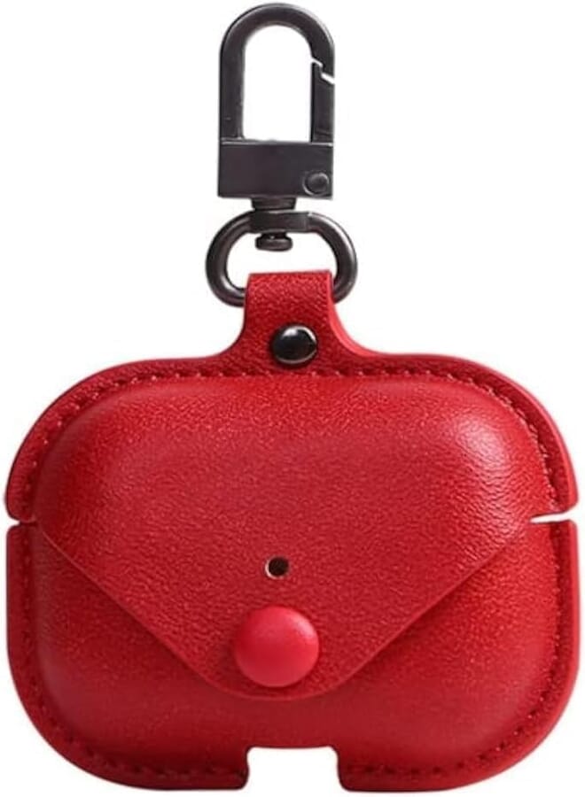 Next Next Store Leather Case Cover For Airpods Pro 2 2nd Generation, Full Protection With Hook Earphone Cover (Red) PU Leather
