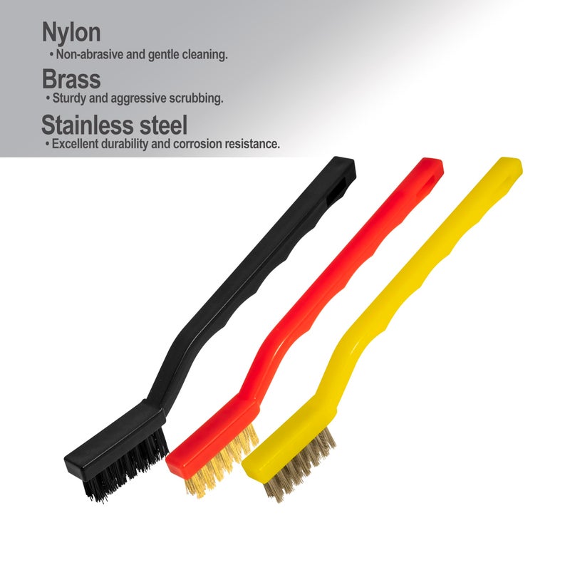 6Pcs Wire Brush Set, Stainless Steel/ Brass/ Nylon Bristle Brushes for Cleaning Rust, Scratch Wire Brushes for Cleaning Welding Slag, Paint and Dirt Removal - Image 4