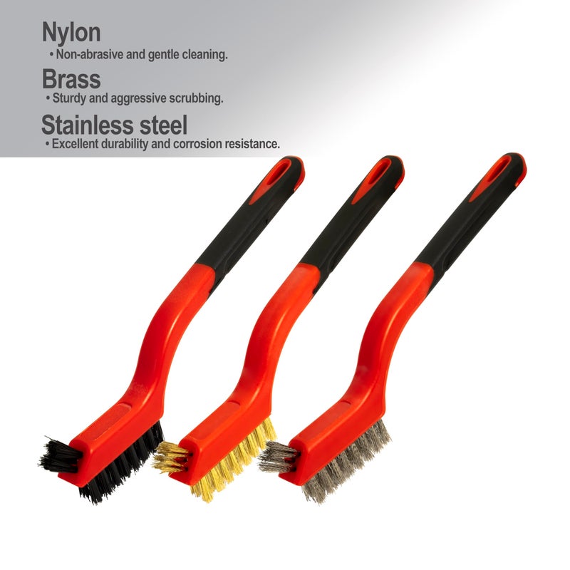 6Pcs Wire Brush Set, Stainless Steel/ Brass/ Nylon Bristle Brushes for Cleaning Rust, Scratch Wire Brushes for Cleaning Welding Slag, Paint and Dirt Removal - Image 2